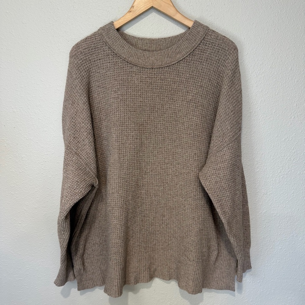 Aerie Taupe Waffle-Knit Women's Sweater